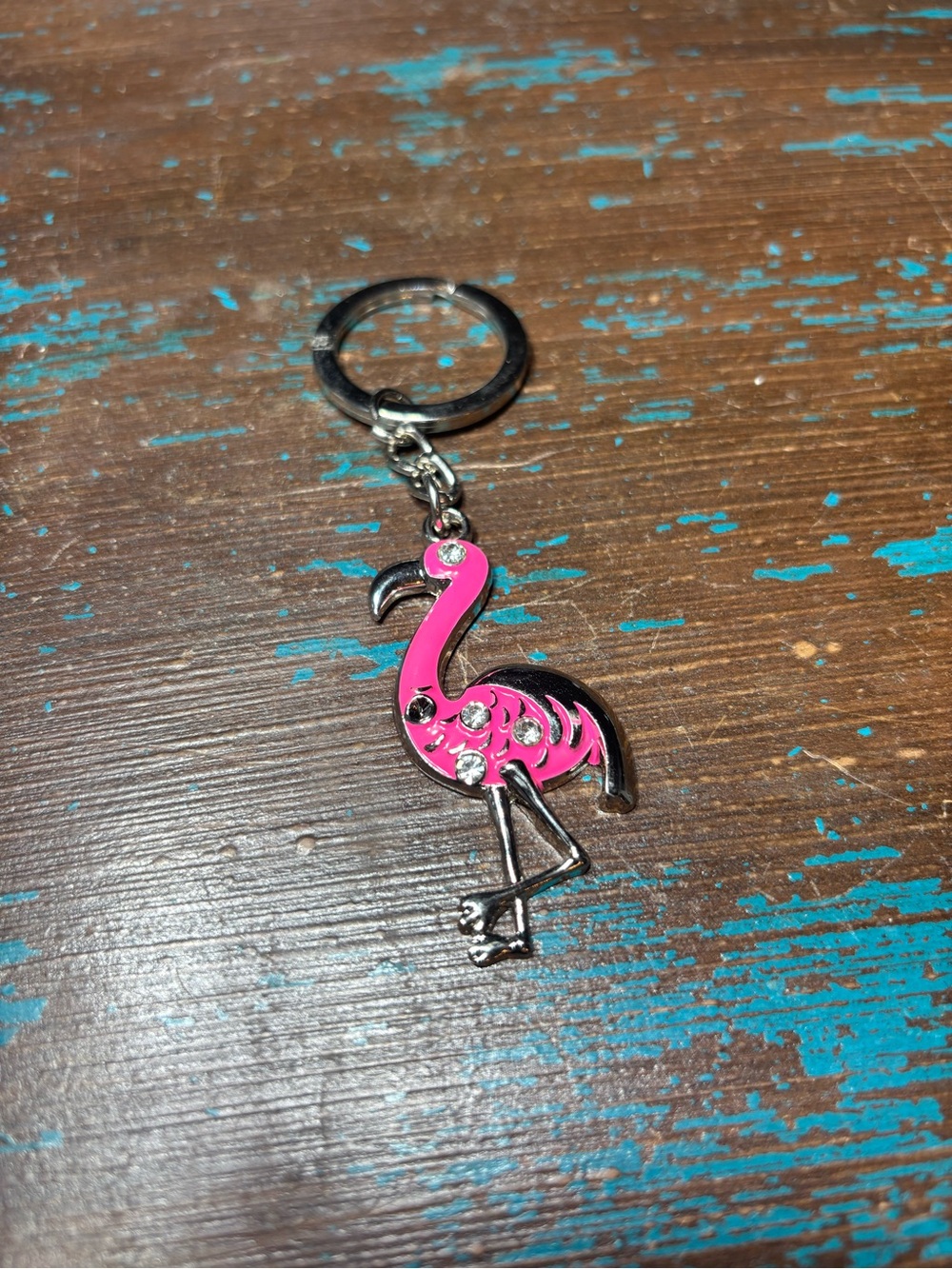 New Pink Flamingo Crystal Keychain - Women's Accessory Bag Charm